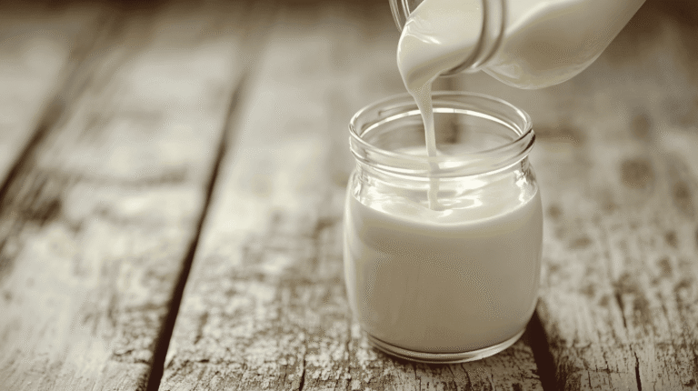 Kefir de leite caseiro em pote de vidro fermentado em casa